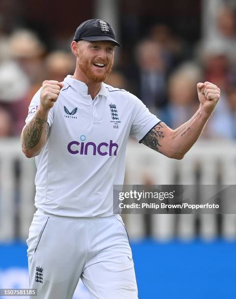 Ben Stokes of England reacts after the dismissal of Alex Carey of Australia during the fourth day of the 2nd Test match between England and Australia...