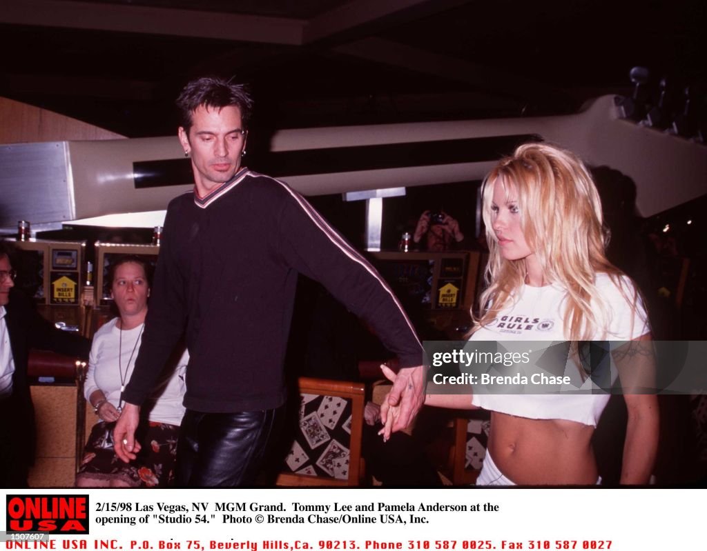 2/15/98 MGM Grand Las Vegas, NV Tommy Lee and Pamela Anderson at the opening of "Studio 54"