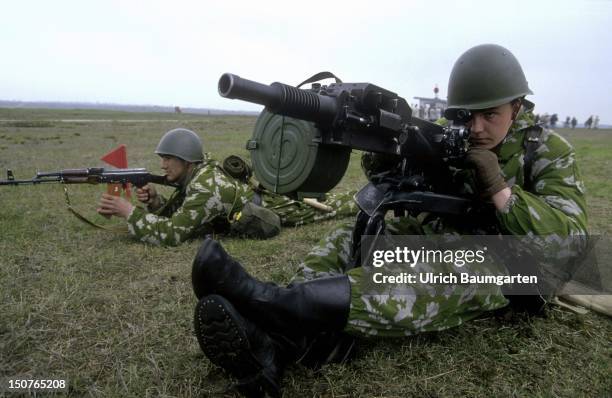 Target practice, training of recruits of the Russian Army.