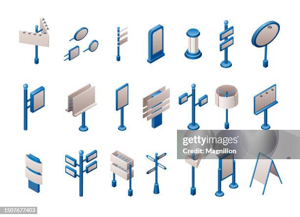 billboards isometric vector - wall panel stock illustrations