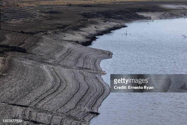 Low water level of Santa Lucia river is seen at Paso Severino reservoir on July 01, 2023 in Florida, Uruguay. 'La Niña' climatic phenomenon has...