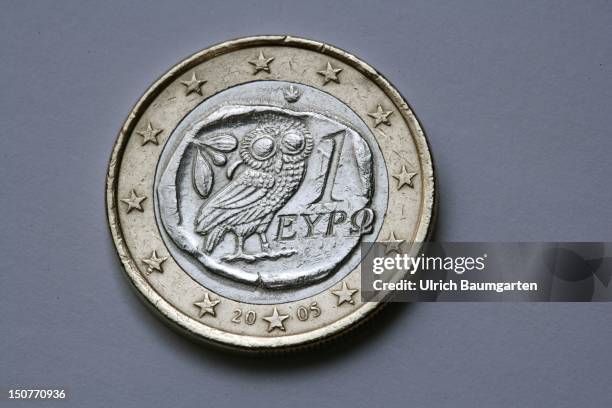 Greek 1 euro coin.