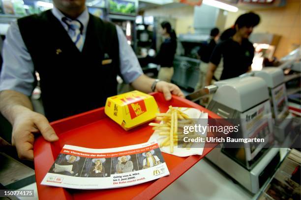 Selling of tickets for the Deutsche Bahn at McDonalds.