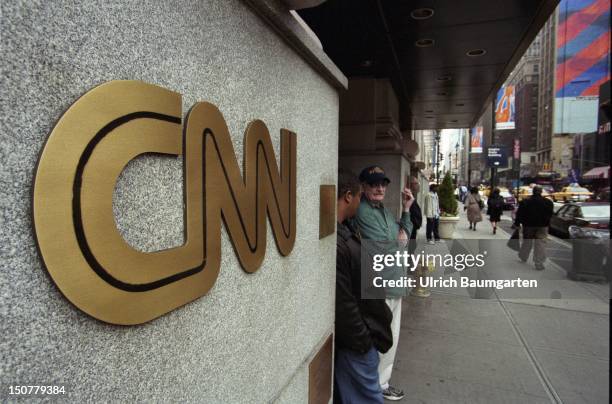 Logo at the entrance of the CNN head office.