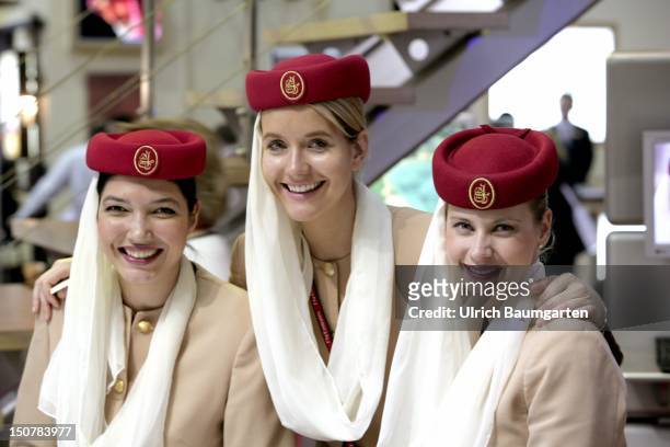 Internationale Tourismus Boerse : stewardesses of the airline Emirates.