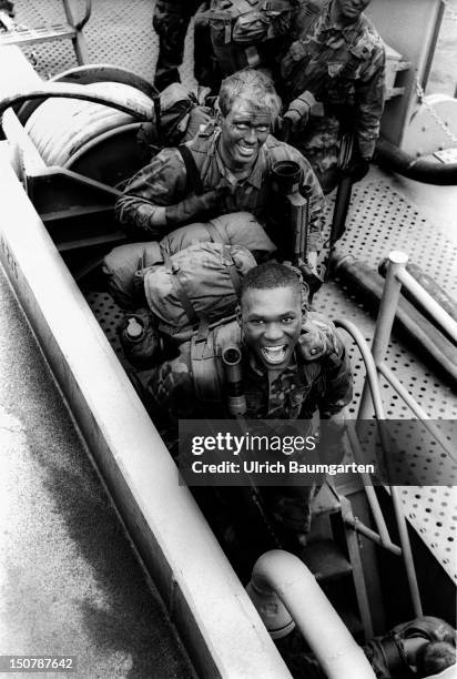 Marines at the helicopter carrier USS - Saipan, during a NATO - sea manoevure in Norway.