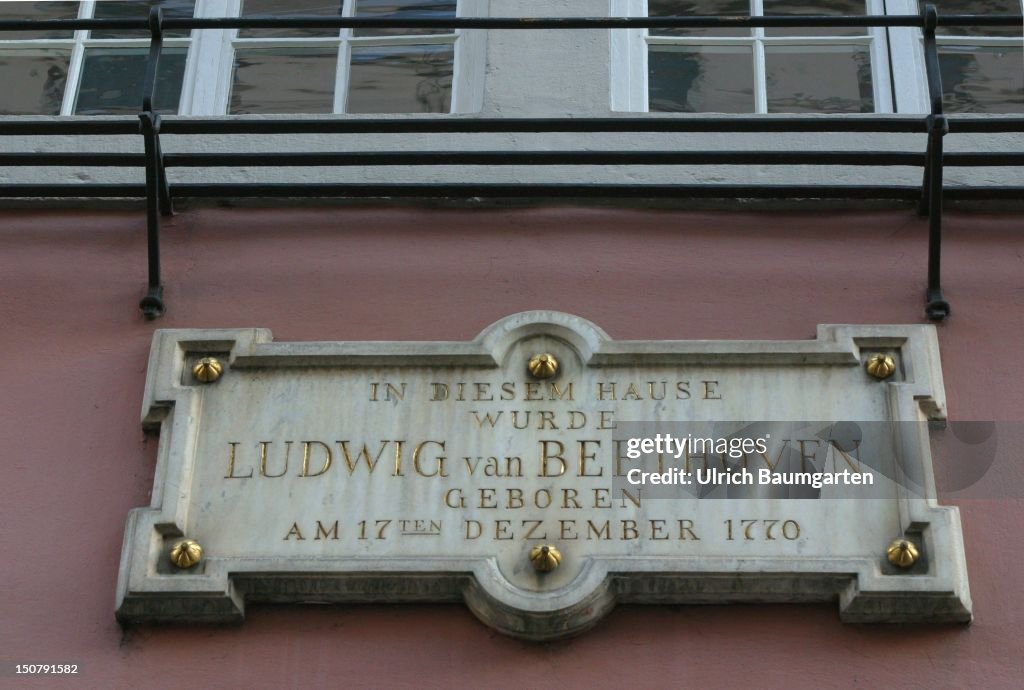 Sign at the Beethoven-Haus in Bonn, the place where Ludwig van Beethoven was born.