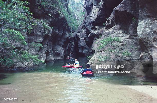 wollangambe liloing - canyoning stock pictures, royalty-free photos & images
