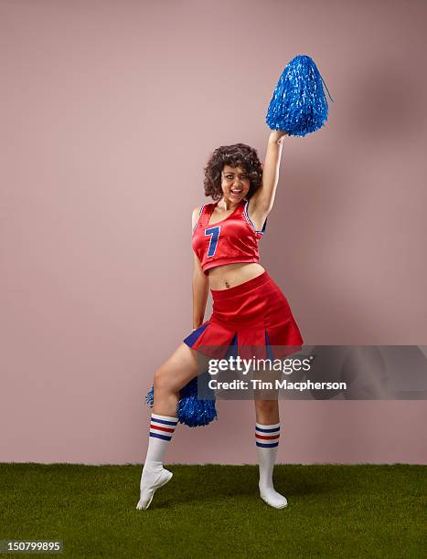 portrait of a cheer leader - cheerleader ストックフォトと画像