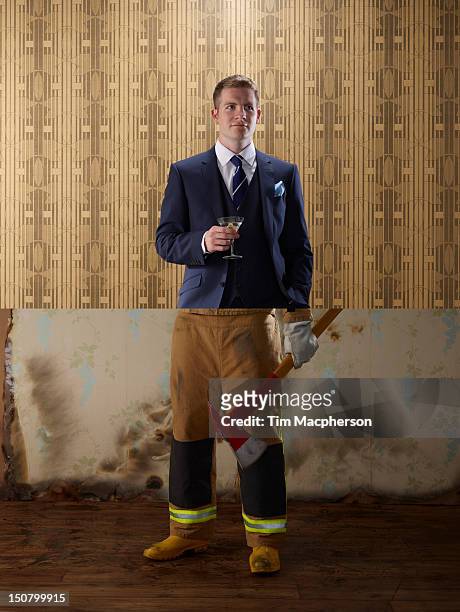 business man top, foreman bottom - fireman axe stock pictures, royalty-free photos & images