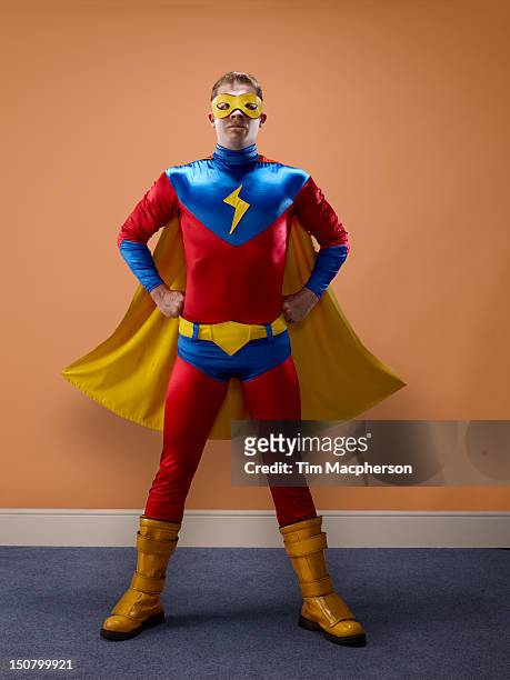 portrait of a super hero - cape stock-fotos und bilder