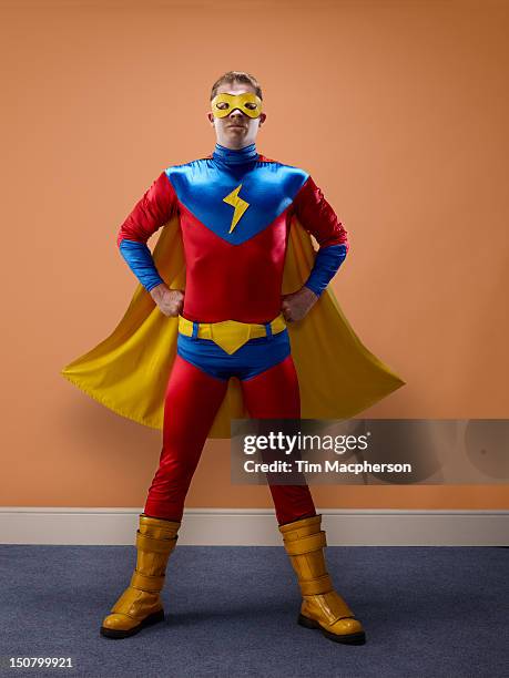 portrait of a super hero - superheld stockfoto's en -beelden