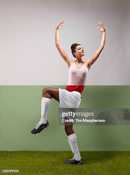 ballet dancer top, footballer bottom - human arm photos stock pictures, royalty-free photos & images