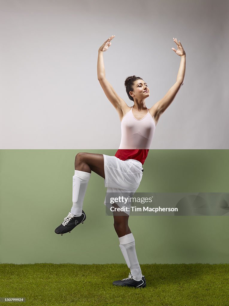 Ballet dancer top, footballer bottom
