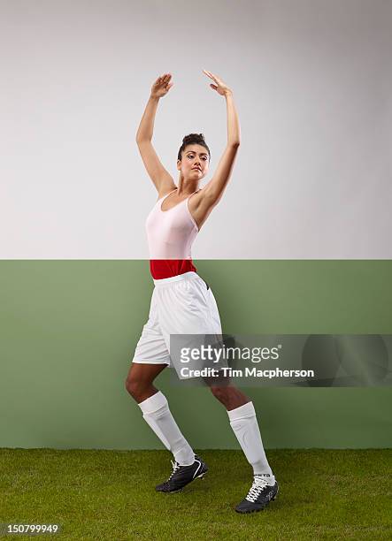 ballet dancer top, footballer bottom - human arm stock pictures, royalty-free photos & images
