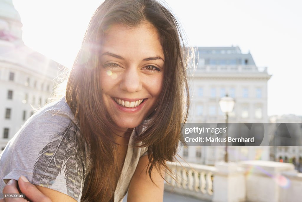 Confident woman smiling.