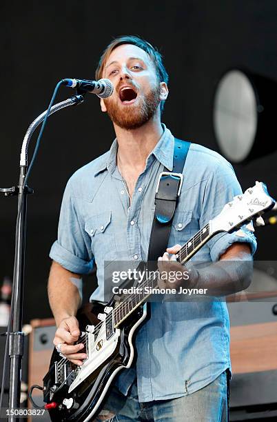 Dan Auerbach of The Black Keys performs live on the Main Stage on Day Three during the Reading Festival 2012 at Richfield Avenue on August 26, 2012...