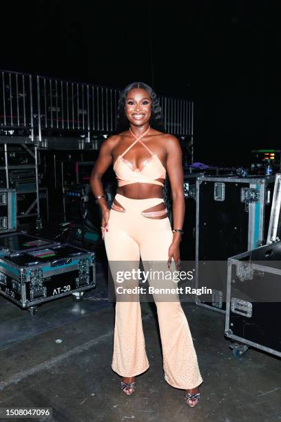 Coco Jones poses backstage during day 2 of the 2023 ESSENCE Festival Of Culture™ at Caesars Superdome on July 01, 2023 in New Orleans, Louisiana.