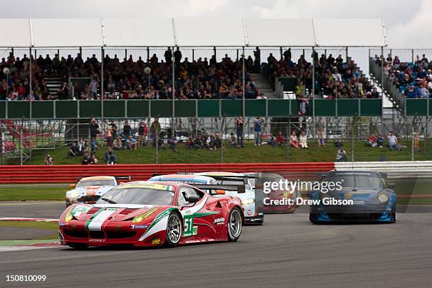 The AF Corse, Ferrari F458 Italia driven by Giancarlo Fisichella of Italy, and Gianmaria Bruni of Italy during the 2012 FIA World Endurance...