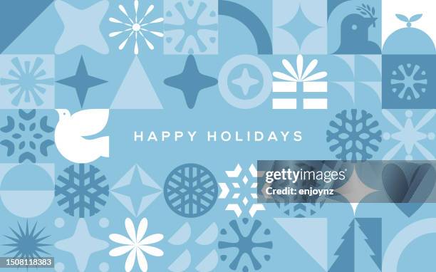 stockillustraties, clipart, cartoons en iconen met retro blue christmas card design - christmas card