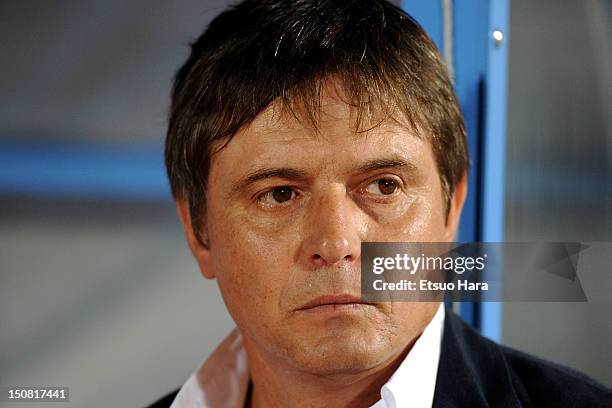 Nagoya Grampus head coach Dragan Stojkovic looks on during the J.League match between Kawasaki Frontale and Nagoya Grampus at Todoroki Stadium on...