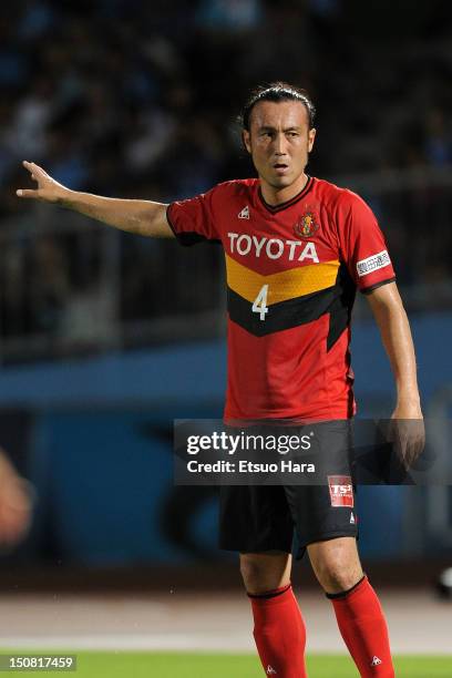 Marcus Tulio Tanaka of Nagoya Grampus in action during the J.League match between Kawasaki Frontale and Nagoya Grampus at Todoroki Stadium on August...