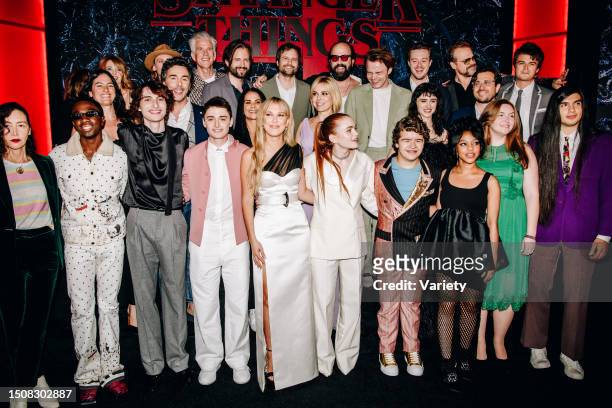 Stranger Things cast at the premiere of season 4 of 'Stranger Things' held at Netflix Studios Brooklyn on May 14th, 2022 in Brooklyn, New York.