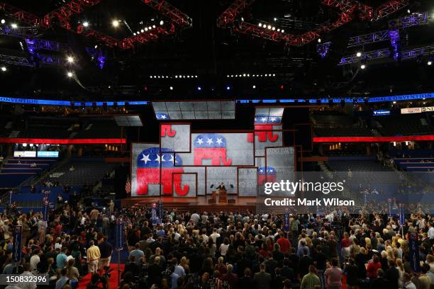 Chairman Reince Priebus bangs the gavel to start the Republican National Convention at the Tampa Bay Times Forum on August 27, 2012 in Tampa,...