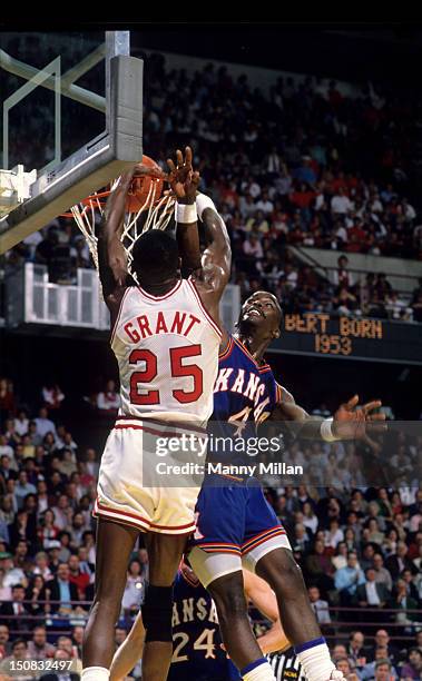 Final Four: Oklahoma Harvey Grant in action, dunk vs Kansas at Kemper Arena. Kansas City, MO 4/4/1988 CREDIT: Manny Millan