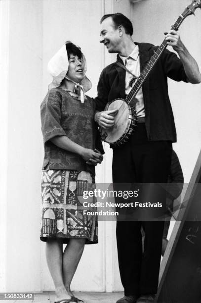 Toshi Seeger and folk singer Pete Seeger perform together at the Newport Folk Festival in July, 1966 in Newport, Rhode Island. Toshi Seeger has been...