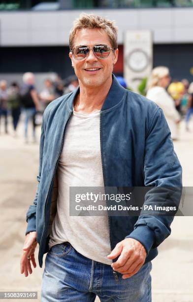 Actor Brad Pitt, filming at the circuit for the upcoming F1 movie Apex, on paddock day ahead of the British Grand Prix 2023 at Silverstone,...