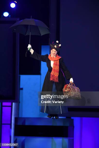 Brandi Burkhardt as Mary Poppins performs at the AFI Lifetime Achievement Award Tribute Gala to Julie Andrews held at the Dolby Theatre on June 9,...