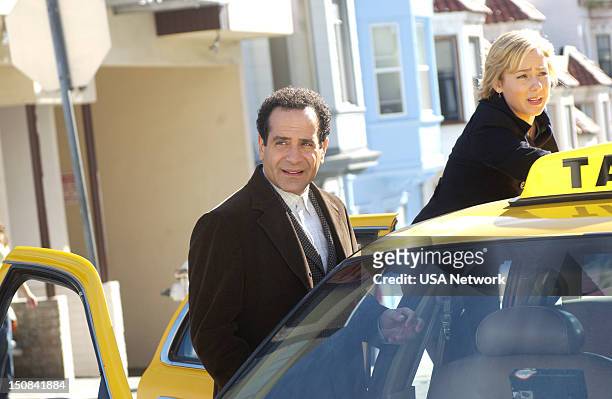 Mr. Monk and the Big Reward" Episode 13 -- Pictured: Tony Shalhoub as Adrian Monk, Traylor Howard as Natalie Teeger --