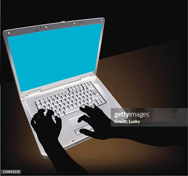 Desktop Computer Dark Desktop Computer In Dark Room High Res Illustrations - Getty Images