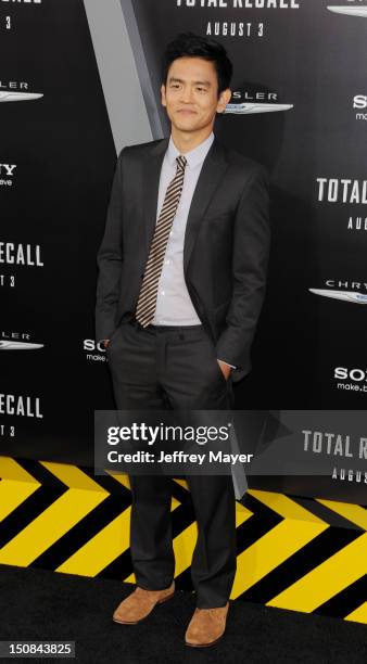 John Cho arrives at the Los Angeles Premiere of 'Total Recall' at Grauman's Chinese Theatre on August 1, 2012 in Hollywood, California.