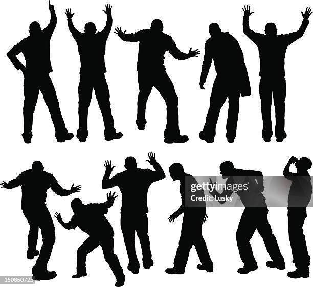 dj performing - standing on one leg stock illustrations