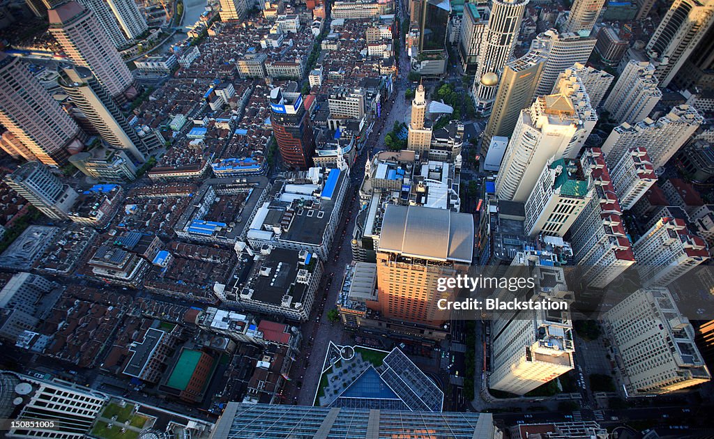 Elevated view of Shanghai buildings