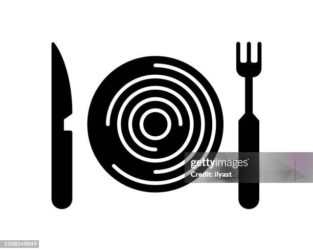 eating meal black line & fill vector icon - breakfast with view stock illustrations