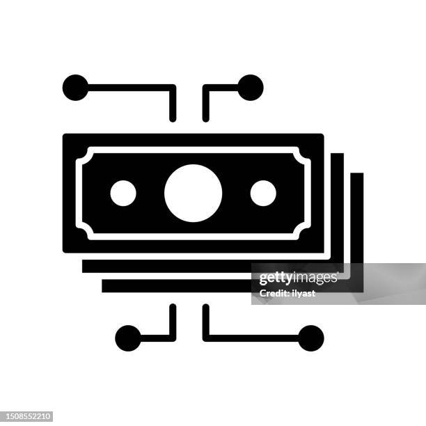 financial transaction black line & fill vector icon - market-retail-space stock illustrations