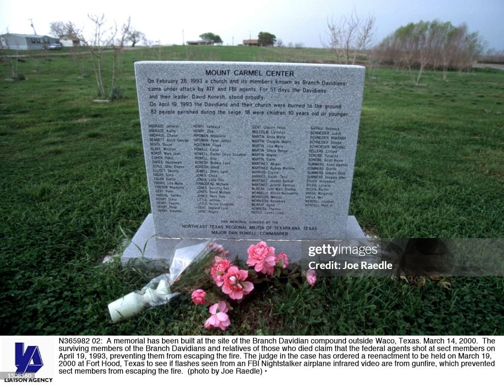 Religious Compound A memorial has been built at the site of the Branch Davidian compound ...