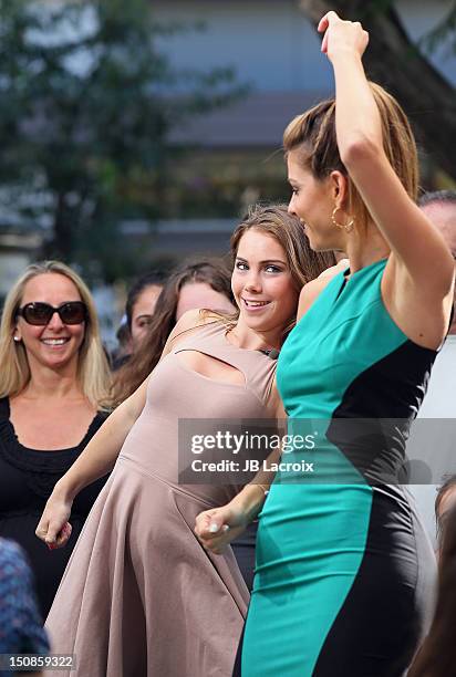 McKayla Maroney and Maria Menounos are seen at The Grove on August 27, 2012 in Los Angeles, California.