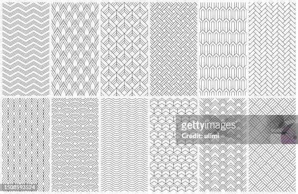 seamless geometric patterns - lineart stock illustrations