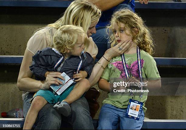 Jada Lynch , Leo Cruz Van Damme and Elke Clijsters don Day One of the 2012 US Open at USTA Billie Jean King National Tennis Center on August 27, in...