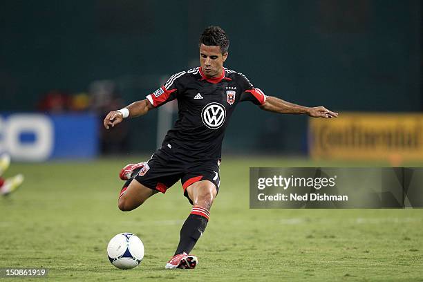 Marcelo Saragosa of D.C. United controls the ball against the Chicago Fire at RFK Stadium on August 22, 2012 in Washington, DC. D.C. United won 4-0.