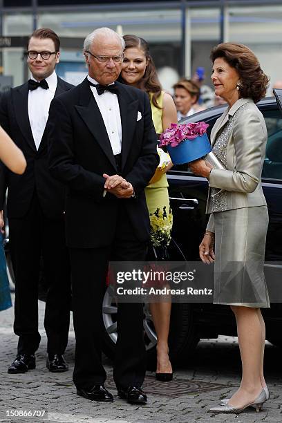 Prince Daniel, King Carl XVI Gustaf of Sweden, Princess Victoria of Sweden and Queen Silvia of Sweden arrive for the Polar Music Prize at...