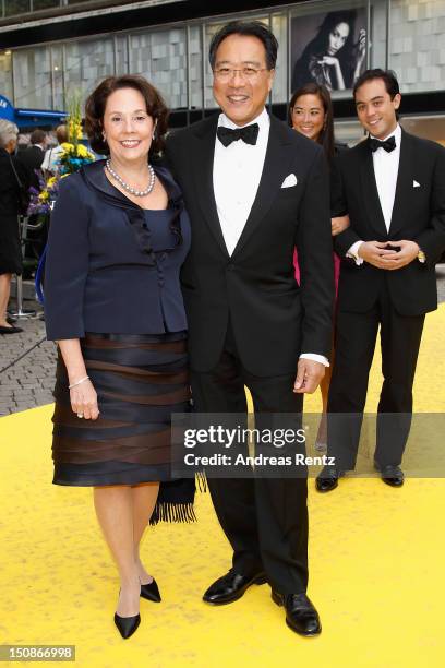 Cellist Yo-Yo Ma and his wife arrive for the Polar Music Prize at Konserthuset on August 28, 2012 in Stockholm, Sweden.