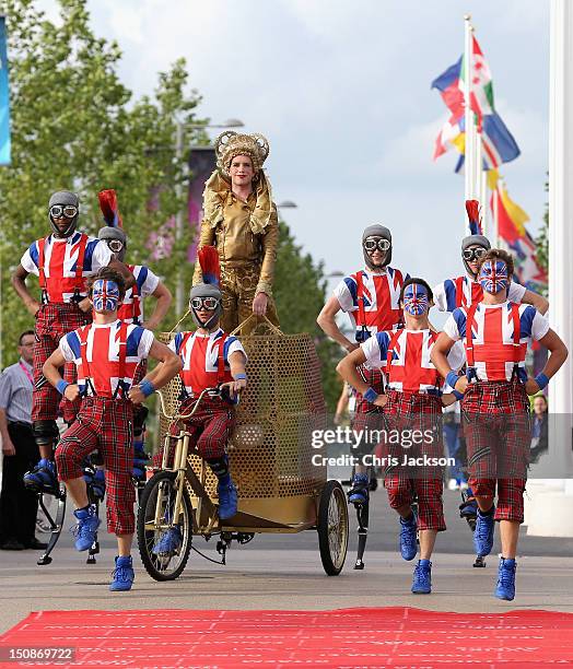 Dancers perform during a welcome ceremony at the Paralympic Village on August 28, 2012 in London, England.