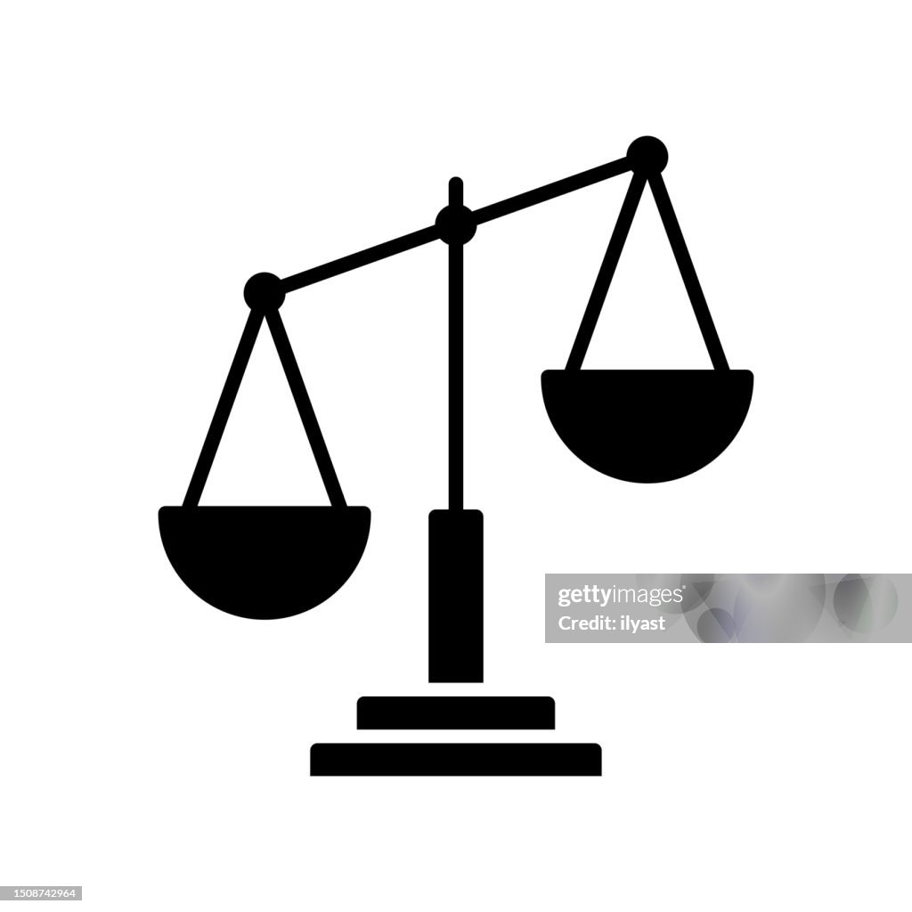 Ungerechtigkeit, schwarze Linie &; Vektorsymbol füllen