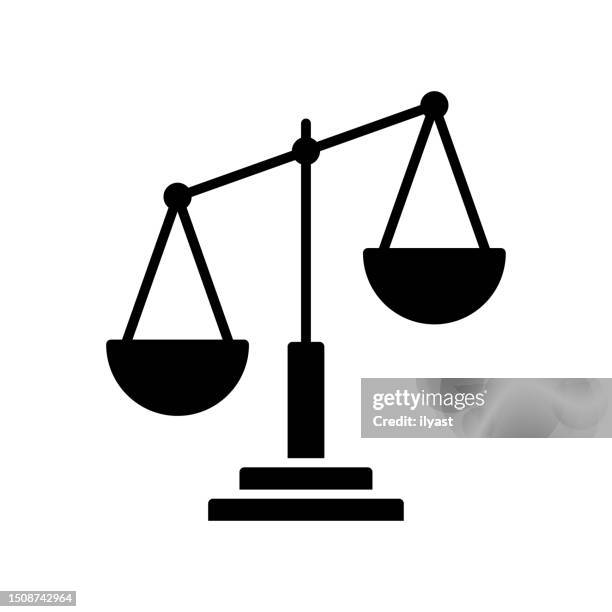 illustrazioni stock, clip art, cartoni animati e icone di tendenza di icona della linea nera e del vettore di riempimento dell'ingiustizia - bilancia strumento