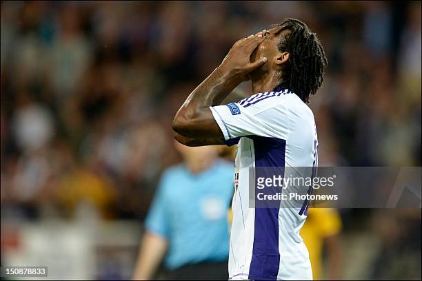 Rubenilson Dos Santos de Rocha of RSC Anderlecht reacts during the third qualifying round of the UEFA Champions League return match between RSC...